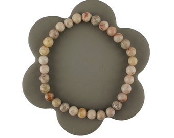 Bracelet Maifanite beige  perles de 6mm poignet 17 cm (12P)