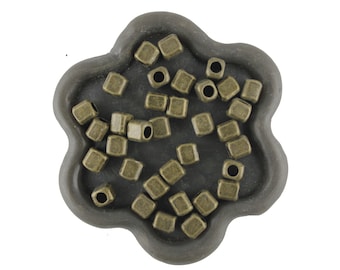 x50 Bronze cube metal beads 4x4mm (172C)