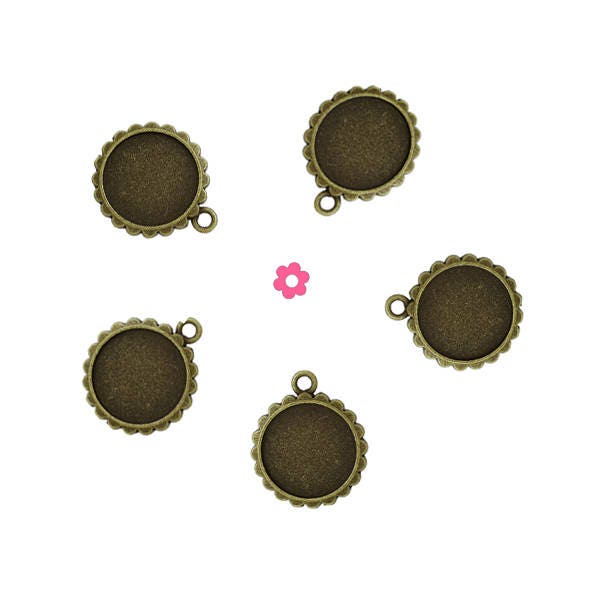 x10 Pendentifs breloques support cabochon bronze cabochon 16mm (327D)