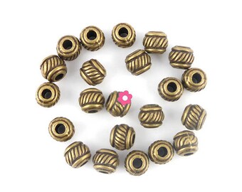 x30 Perles  bronze boule ronde 6x5mm (74C)