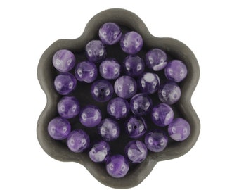 x30 Perles rondes Améthyste violet 6mm  (32CK)