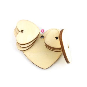 x3 Wooden heart to decorate 70mm 52C image 2