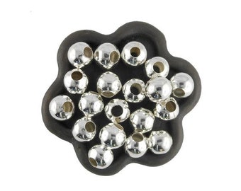 x50 Perles métal ronde argenté  8mm (136C)