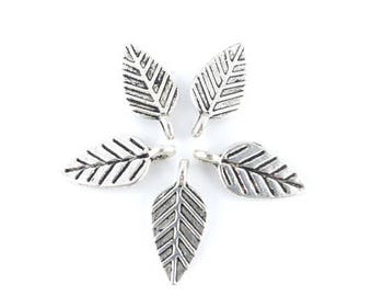 x20 Silver leaf charms 9x18mm (53D)