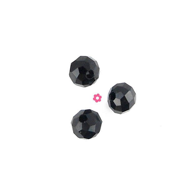 x50 Perles à facette en verre noir 4mm (74C)