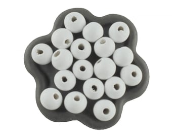 x200 Perles rondes en bois blanc 8mm (67C)