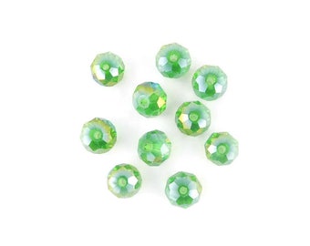 x20 Perle en verre à facettes vert 8x6mm (32C)