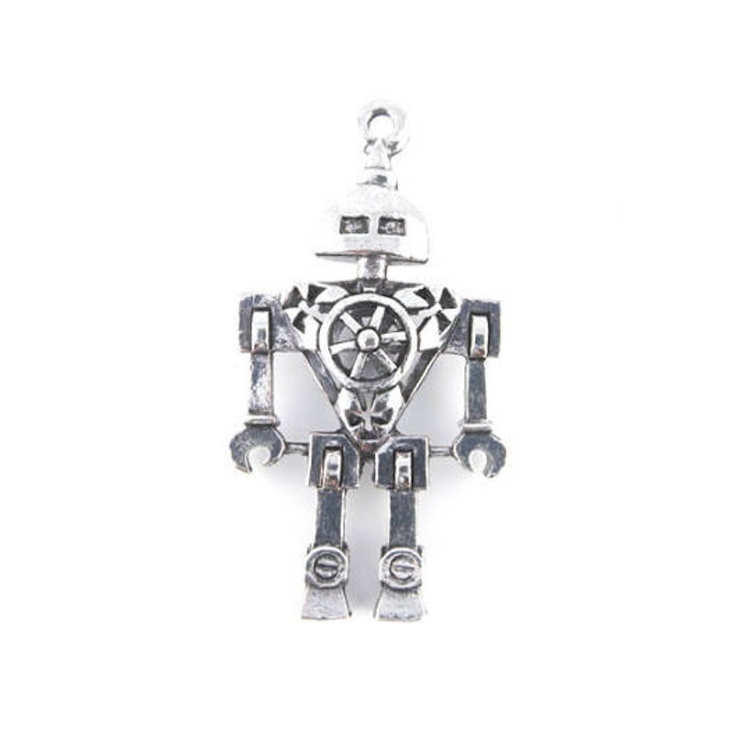その他 humanrobot PANDEAD GOOD EDITION silver Large Antique Silver Robot Pendant 46x25mm (88D) - Etsy