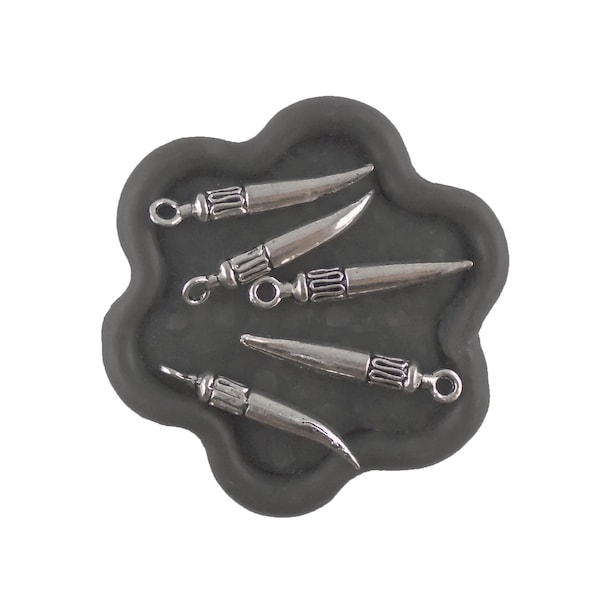 x10 Breloques pendentifs corne argenté 25 mm (339D)