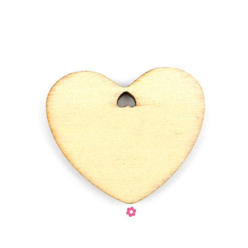 x3 Wooden heart to decorate 70mm 52C image 3