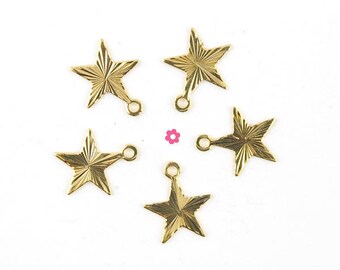 x10 Breloques étoile doré 9mm (254D)