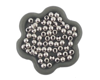 x300 Perles rondes 4mm  métal argenté mat platine 4mm (147C)