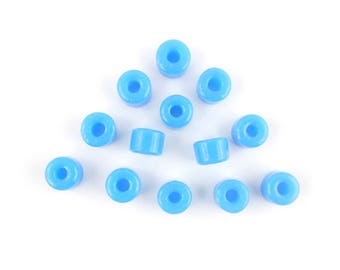 x50 Perles en  verre ronde tube turquoise (44C)