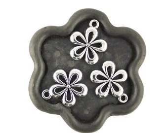 x10 Breloques pendentifs fleurs argent vieilli  15mm  (383D)