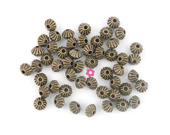 x50 Bronze bicone spinning top beads 5x4mm (84C)