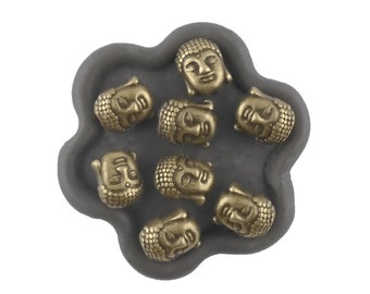 x10  Perles yoga tête de bouddha  bronze 11mm (156C)