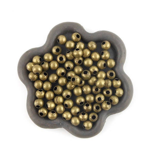 x300 Perles 4mm metal bronze ronde (128C)