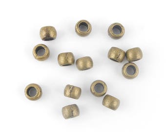 x50 Perles en métal rond bronze gros trou 6x5mm (76C)