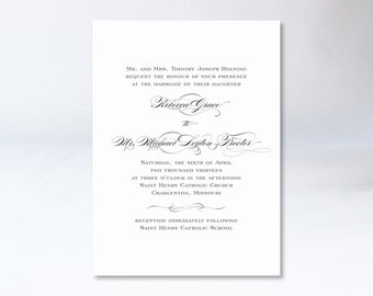 Gorgeous, Traditional Wedding Invitation | Script + Block Font | Black + White {digital file}