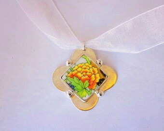 Sister Bride Bridesmaid Mother Birthday Anniversary Graduation Peace Dove pendant Broken China Jewelry; Vintage Unique Gift