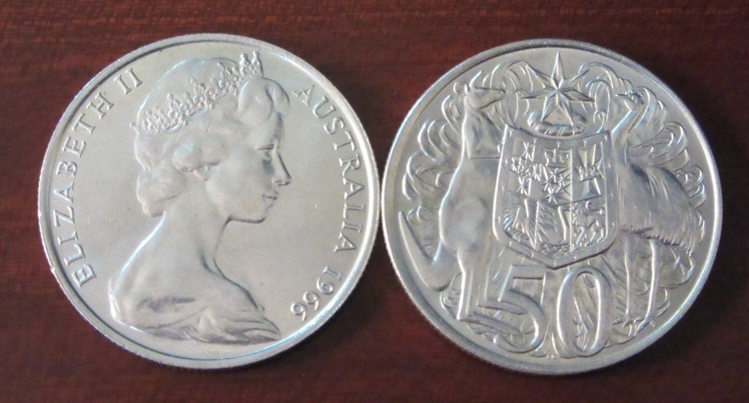 1966 Australian 50 Cent Coin Birthday Mothers Day Fathers Etsy