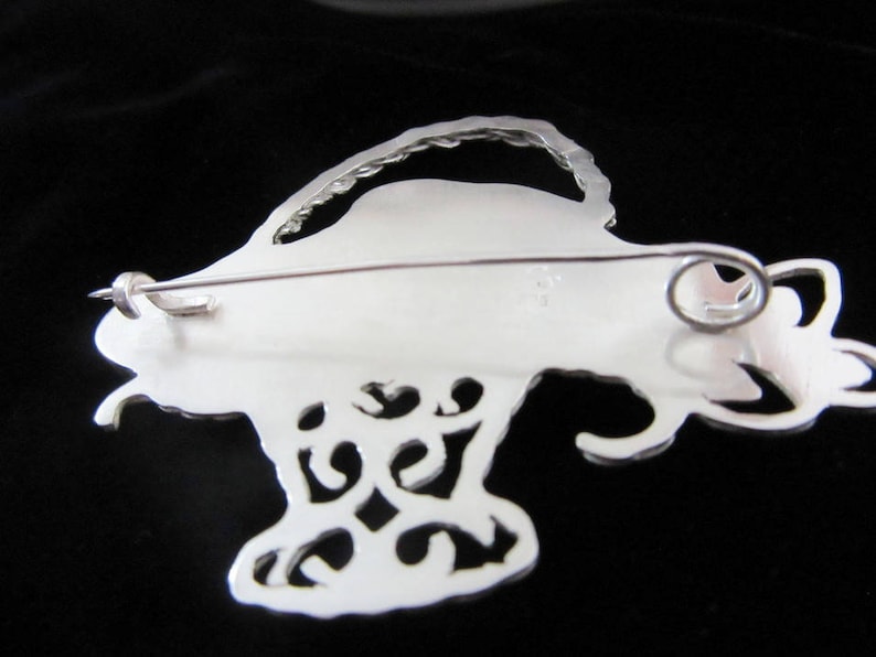 Basket of Rose Blossoms Brooch; Handmade Broken China Jewelry; Vintage Sterling Silver; Birthday Valentines Day Anniversary Graduation