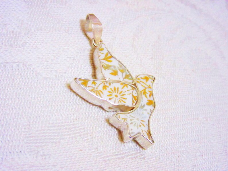 Sister Bride Bridesmaid Mother Birthday Anniversary Graduation Peace Dove pendant Broken China Jewelry; Vintage Unique Gift