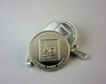 Fine Silver Coin Cufflinks ~ AG 1/10th oz ~ Vintage Antique Jewelry Unique Handmade Men Women Wedding Groom Birthday Gift