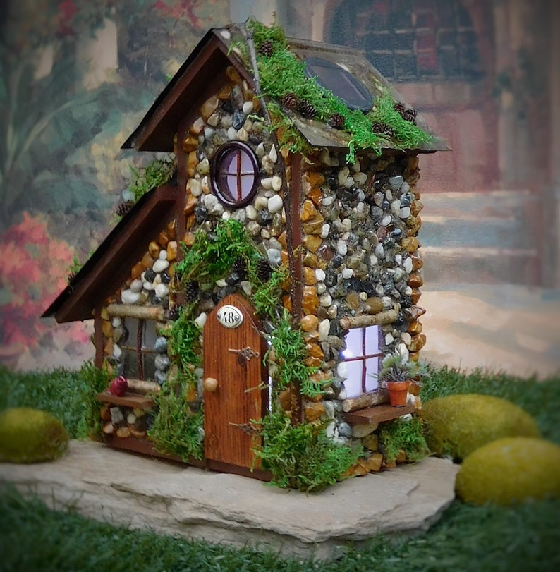 Fairy House with Solar Lights/ Fairy Cottage/ Outdoor Fairy Etsy