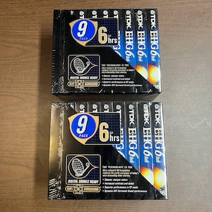 Lot of 18 Blank VHS Tapes - TDK E-HG T-120 6 ep hrs 9 Pack - New/Sealed
