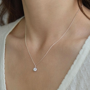 Sterling Silver Cubic Zirconia Necklace, Crystal Necklace, Layering Necklace, Diamond Necklace, Gift for Her, Birthday Gift