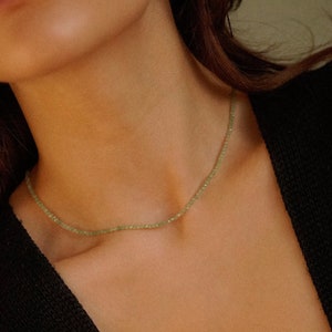Green Aventurine Faceted Gemstone Necklace, Layering Necklace, Dainty Beaded Necklace, Boho Necklace, Beach, Gift for Her, Birthday Gift