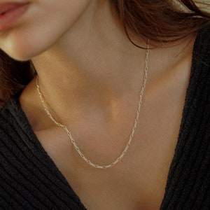 Sterling Silver Figaro Choker, Plain Figaro Necklace, Silver Chain Necklace, Minimal Necklace, Layering Necklace, Gift for her,Birthday Gift
