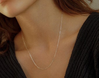 Sterling Silver Paperclip Choker, Small Paperclip Link Necklace, Silver Link Choker, Rectangle Chain Necklace, Gift for her, Birthday Gift