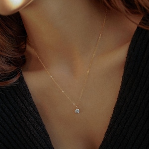 Gold Filled Cubic Zirconia Necklace, Crystal Necklace, Layering Necklace, Diamond Necklace, Gift for Her