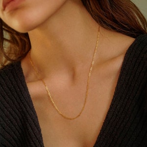 2mm Gold Filled Paperclip Choker, Small Paperclip Link Necklace, Gold Link Choker, Rectangle Chain Necklace, Gift for her, Birthday Gift