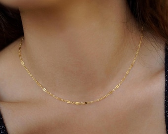 Gold Filled Lace Sequin Necklace, Dainty Gold Choker Necklace, Sequin Chain Choker, Chain Lace Choker, Tattoo Choker, Minimal Necklace