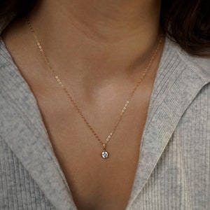 Gold Filled Cubic Zirconia Necklace, Crystal Necklace, Layering Necklace, Diamond Necklace, Gift for Her