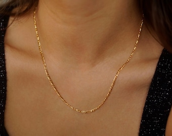 Gold Filled Figaro Necklace, Chunky Necklace, Link Chain Necklace, Choker Chain, Layering Necklace, Gift for her