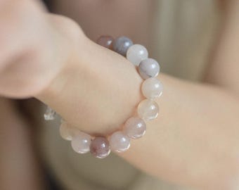 バイオレットジェイド10mm天然石ブレスレット • クリスタルトグルクラスプ