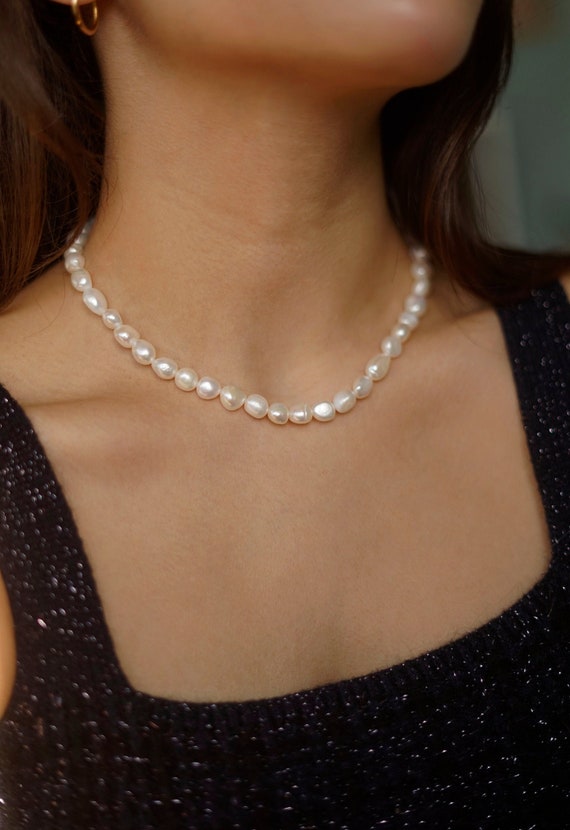 Freshwater Pearl Necklace Layering Necklace Pearl Necklace - Etsy UK