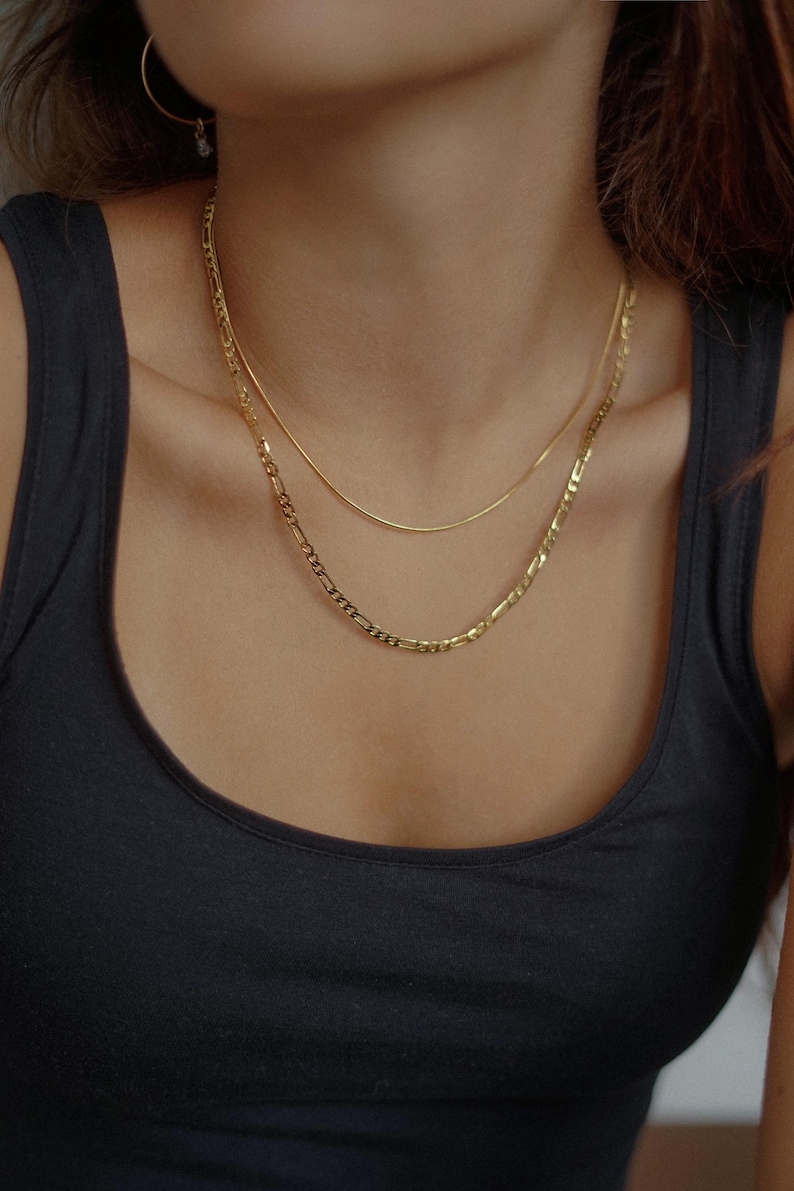Gold Filled Snake Necklace, Sleek Necklace, Layering Necklace, Dainty Plain Necklace, Minimal Necklace, Stacking Necklace, Gift for her image 1