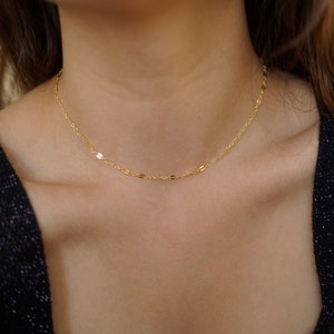 Gold Filled Lace Sequin Necklace, Dainty Gold Choker Necklace, Sequin Chain Choker, Chain Lace Choker, Tattoo Choker, Minimal Necklace image 5