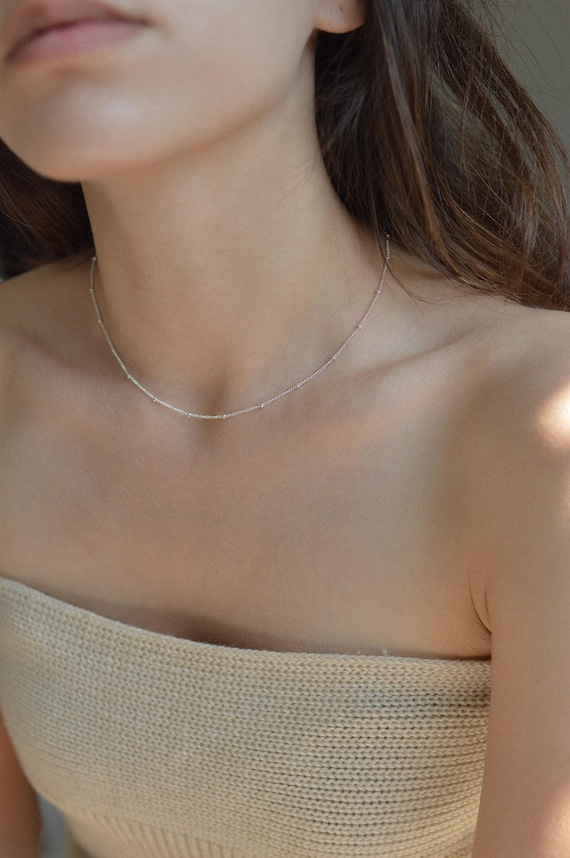 Collier Ras Du Cou Satellite En Pierre Bleue - Style Bohème, Longueur Ajustable 38-42,5 Cm