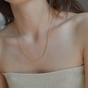 Gold Filled Snake Necklace, Sleek Necklace, Layering Necklace, Dainty Plain Necklace, Minimal Necklace, Stacking Necklace, Gift for her image 8