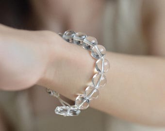 クリアクォーツ10mm天然石ブレスレット • クリスタルトグルクラスプ