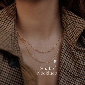 Gold Filled Snake Necklace, Sleek Necklace, Layering Necklace, Dainty Plain Necklace, Minimal Necklace, Stacking Necklace, Gift for her image 2