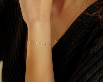Gold Filled Sunburst Bracelet, Gold Chain Bracelet, Stacking Bracelet, Minimal Bracelet, Dainty Gold Bracelet, Birthday Gift, Gift for Her