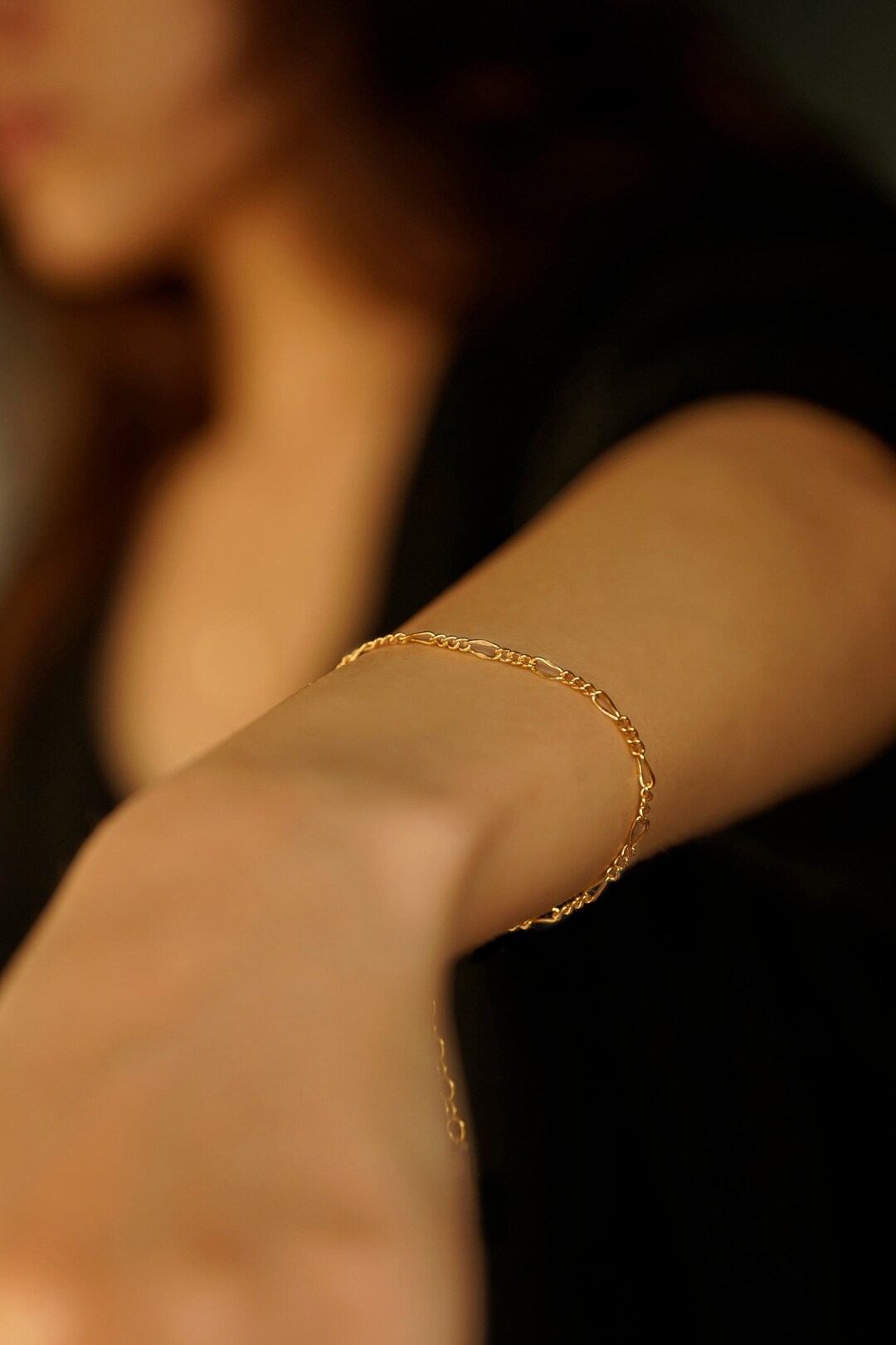 Gold Filled Figaro Bracelet, Gold Chain Bracelet, Dainty Figaro