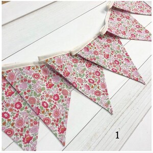 Liberty London Print Bunting, Liberty Tana Lawn, Summer Bunting, Garden party, Pink Floral.